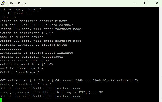 SD boot output